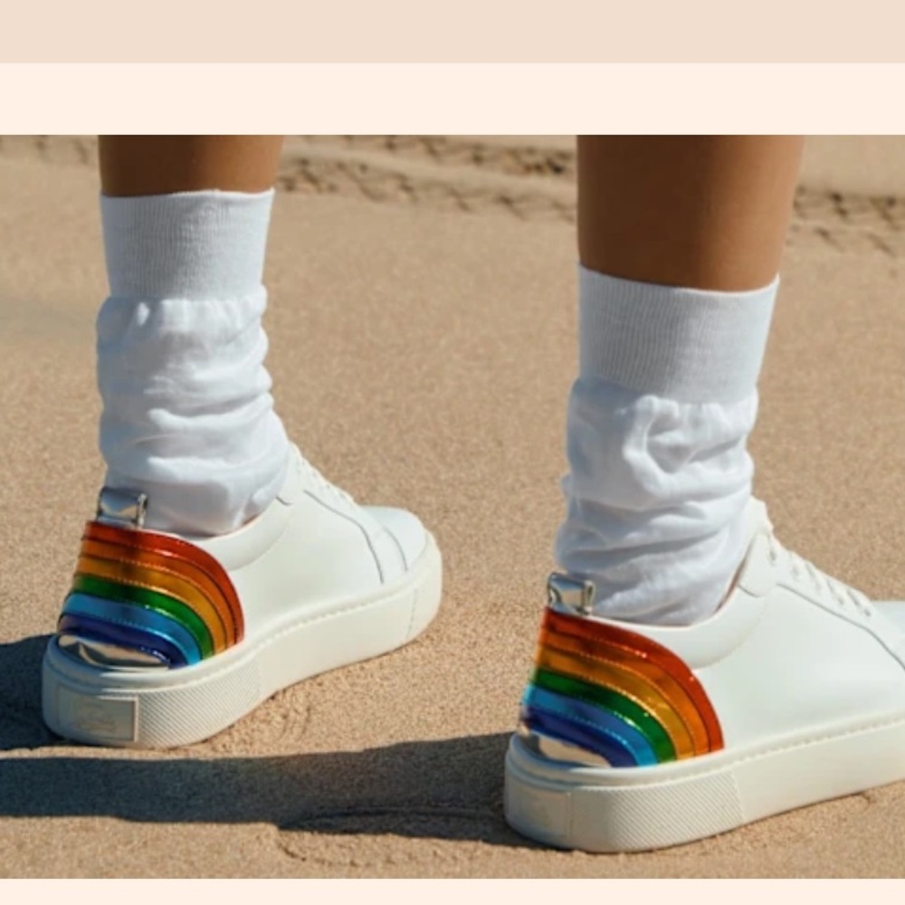 Christian Louboutin White Leather Arkenspeed Rainbow Sneakers